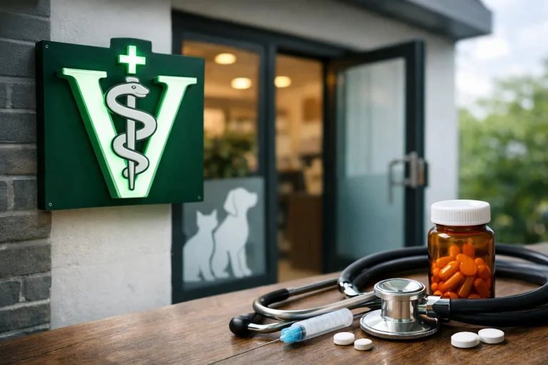 Ingang van een dierenartsenpraktijk in Kerkrade overdag