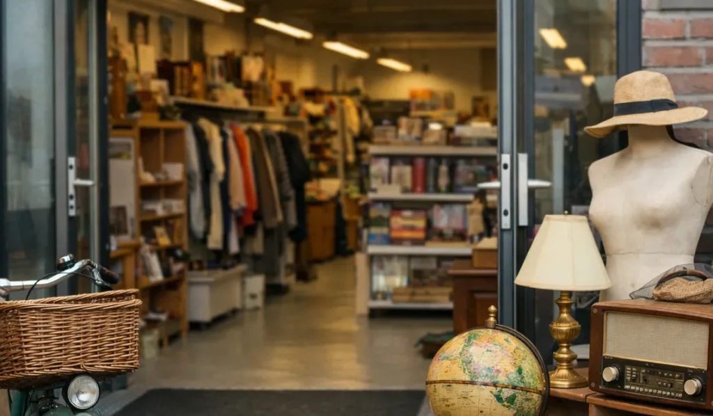 Website index Ingang van een kringloopwinkel in Kerkrade overdag