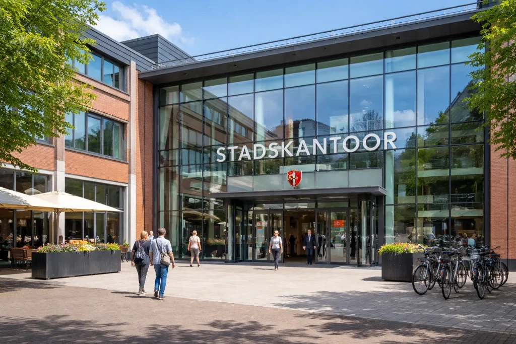 Website index Ingang van het stadskantoor in Kerkrade overdag